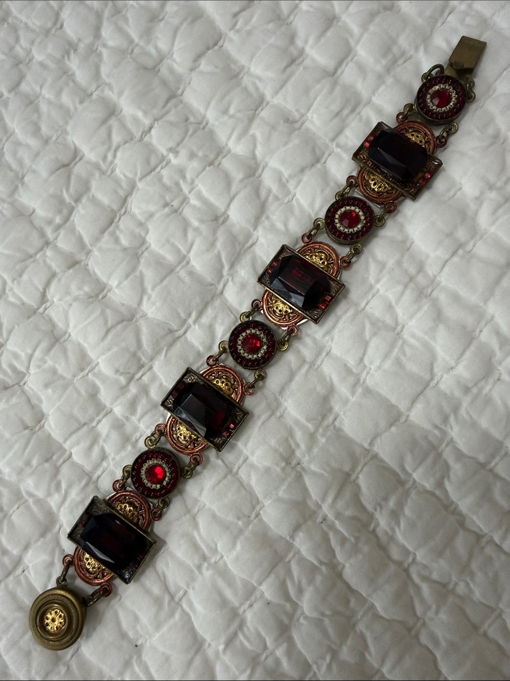 Vintage-Inspired Red Crystal Bracelet